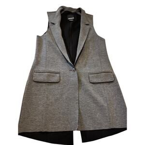 Trouve womens Gray Long Vest Pockets Sz XS statement academia career manly